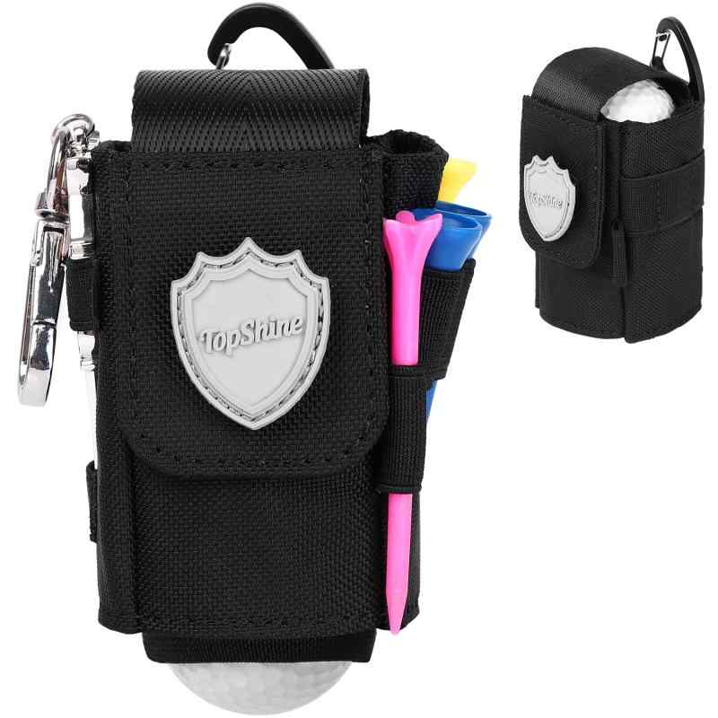 Top shine 軽量 マグネット開閉 ゴルフ ボールケース カラビナ ベルト 高耐久ナイロン ボール ポーチ 2 機能性 ゴルフ 小物入れ ホルダー グリーンフォーク マーカー 底から 取り出し メンズ レ