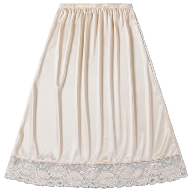 [Ekieta] ペチコート レディース スカート ハーフスリップ サテンペチコート透け防止 ロング 45/55/65丈 静電気防止 肌に優しい 睡眠補助