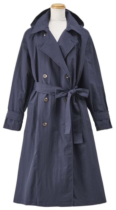 ビコーズ because レインコート レインウェア 雨具 通勤 撥水 収納ポーチ付き 晴雨兼用 レディース フリーサイズ おしゃれ オーバートレンチコート