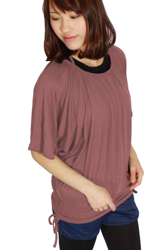 乐天商城 - [Pane(t)one(パネットワン)] トップス ヨガウェア カップ付ストレッチドルマンTee レディース おうちヨガ