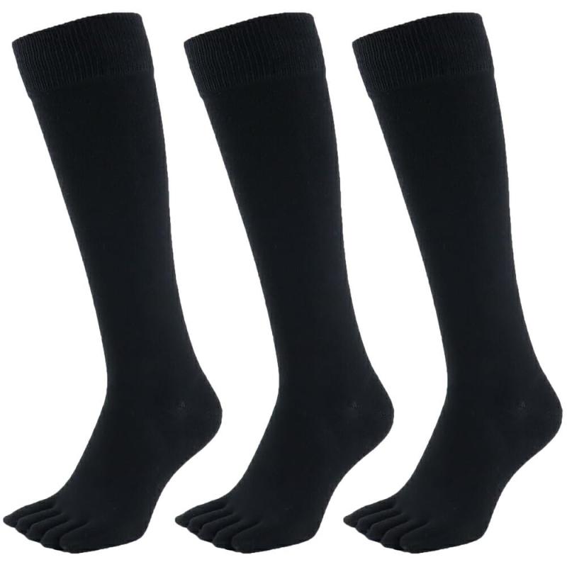 [アスカ] 5本指ソックス 綿100 ハイソックス メンズ 27-29cm 3足