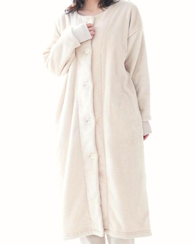 [monilo] 着る毛布 レディース ロングカーディガン 家事のしやすいリブ袖 ポケット付き フードなしで軽量 ふわもち素材
