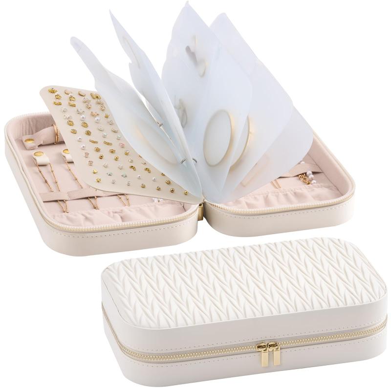 Lolalet 旅行用ジュエリーオーガナイザー ジュエリー収納ケース ポケット付き イヤリング ネックレス ブレスレット リング ジッパー付き収納ポーチ レディース