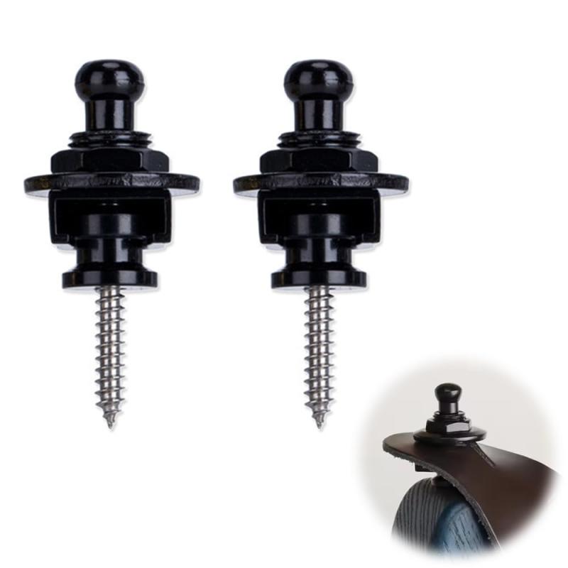 XIANFQNKJ ギターストラップロック 2個セット ストラップピン ロック式 ワンタッチ着脱 金属製 落下防止 エレキギター ベース対応 ブラ..