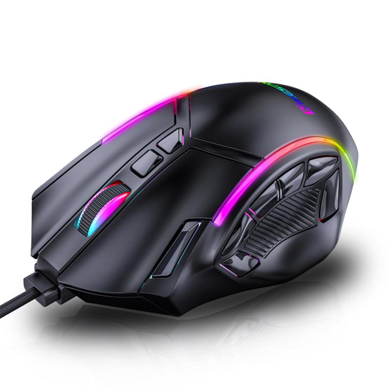 ゲーミングマウス USB有線 ゲーム マウス 12ボタン 13RGBライト 1200～12800DPI 125～1000Hz プログラム可能 デスクトップコンピュータ..