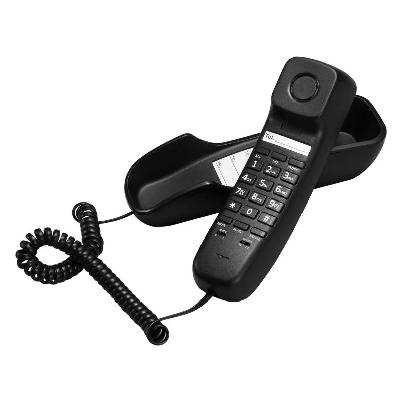 ORNIN Trimline コード付き電話機、シンプル、ハンディ、オフィス/ビジネス/家庭用電話機、ワンタッチダイヤル機能、リダイヤル機能、ダイヤル回線/プッシュ回線(10PPSのみ)、壁掛け式