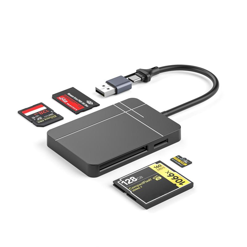 TREE DREAM USB 4.0 マルチカードリーダー, CF/SD/MS/MicroSD対応, 5Gbps高速転送, Windows/Mac対応, 4スロット同時読込, ブラック