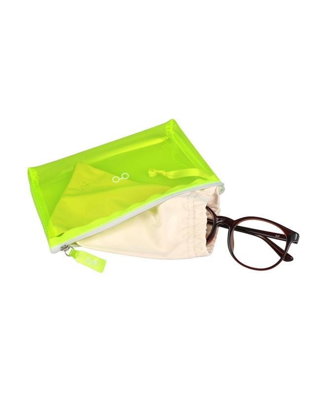 [ゾフ] メガネポーチ（メガネ拭き素材の巾着付き）｜クリア ネオンカラー ポーチ メガネケース サングラスケース 可愛い オシャレ 蛍光色 化粧ポーチ トラベルポーチ ペンケース