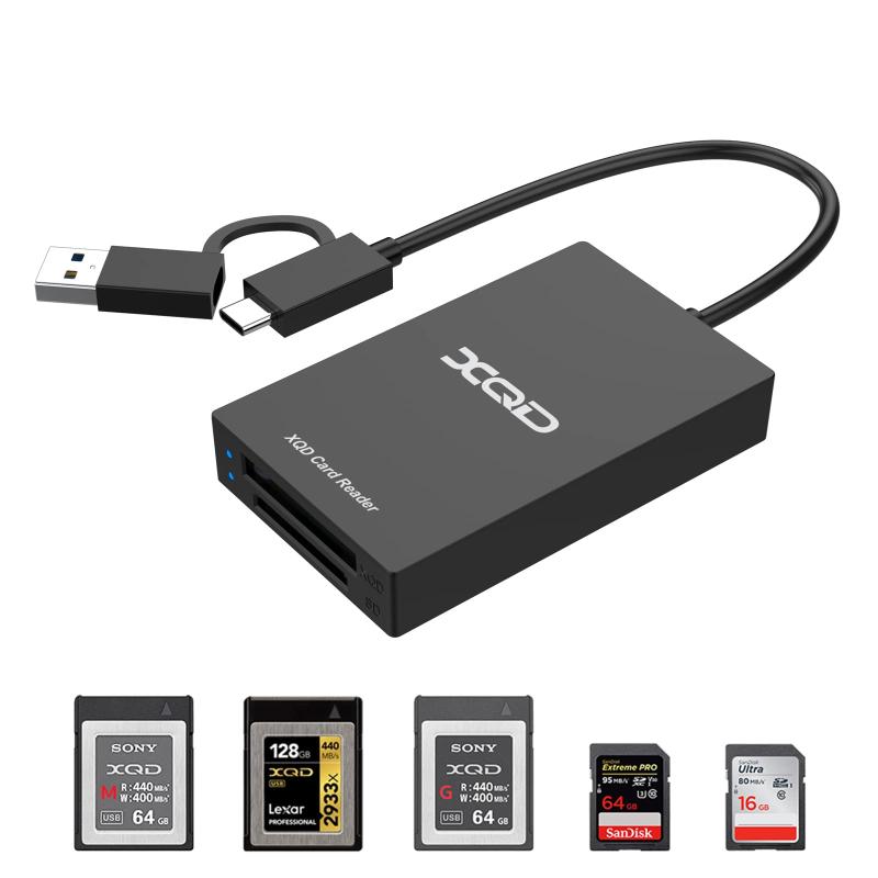 XQD USB 3.0 SDカードリーダー USBA/Type C XQD/SDカードリーダー デュアルスロット メモリーカードリーダー Sony G/Mシリーズ Lexar Mark Cards/Sony Gシリーズ対応 Windows/Mac OS/