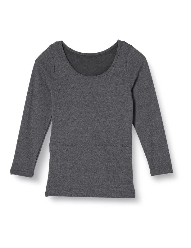 [Airin] アンダーシャツ 両起毛 おなかあてつき長袖 レディースインナー アンダーウェア 肌着