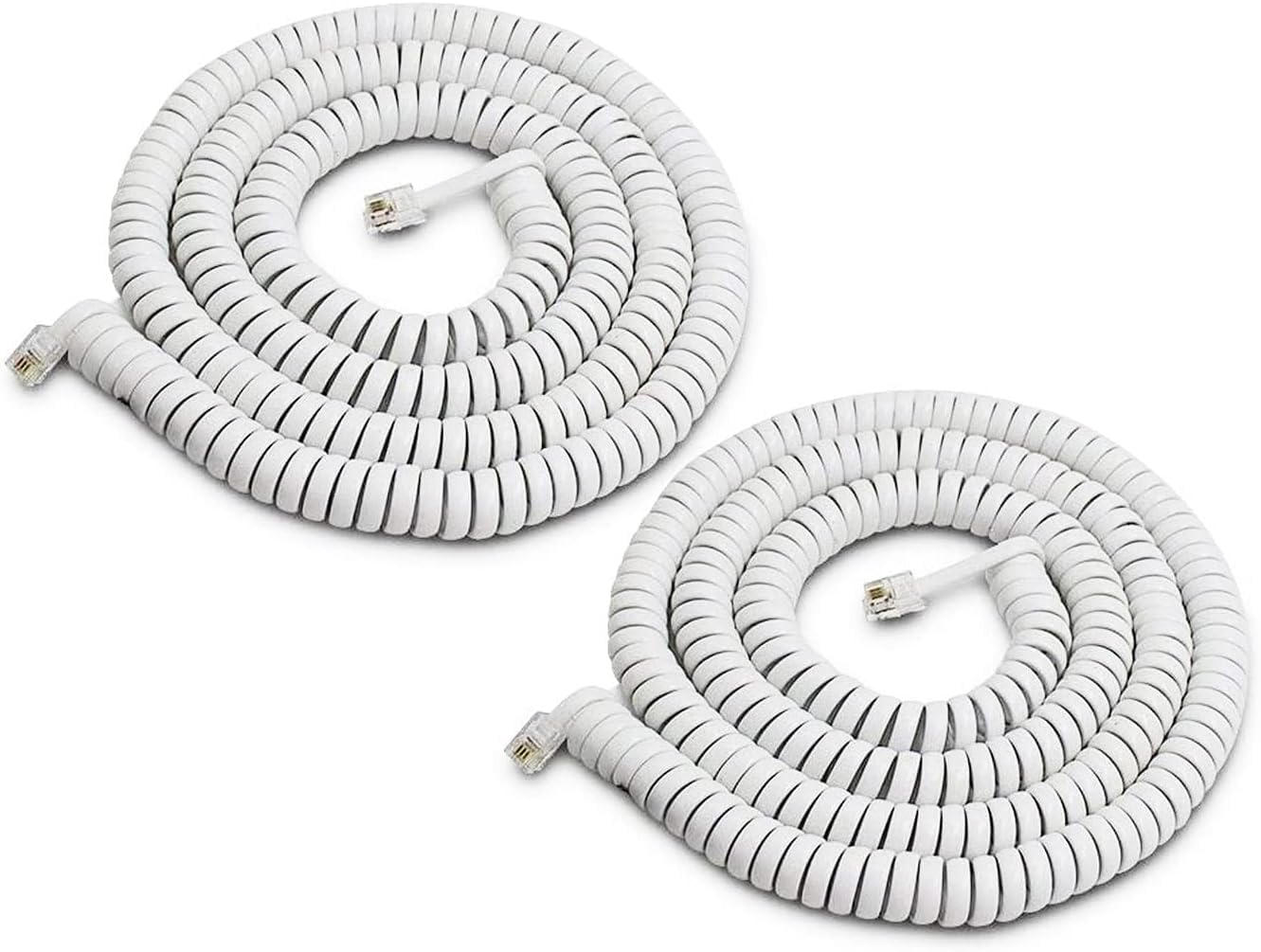 4m 2本 白曲線 受話器用カールコード RJ9電話延長ケーブル 4極4芯 RJ9電話ケーブル 電話コード ケーブルラインワイヤー 電話延長ケーブル オステレホンケーブル