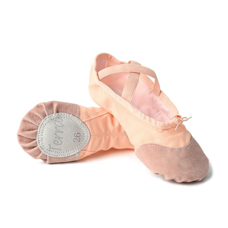 バレエ専門店ミニヨン バレエシューズ 前革 TERRA つま先部分が革で丈夫 クロスゴム縫い付け済み スプリットソール