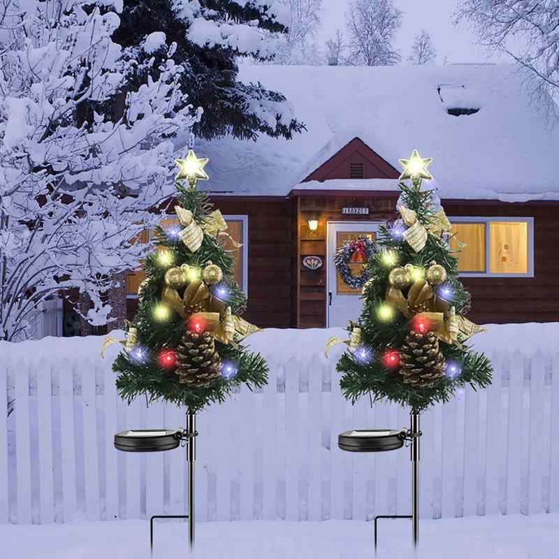 Rakuten - LUNPEAR クリスマスツリー ライト 65cm ガーデンライト2本セット 埋め込み 防水 クリスマス イルミネーション 屋外 自動点灯/消灯 省エネ ガーデン装飾 庭/駐車場/芝生/車道/歩道に適用
