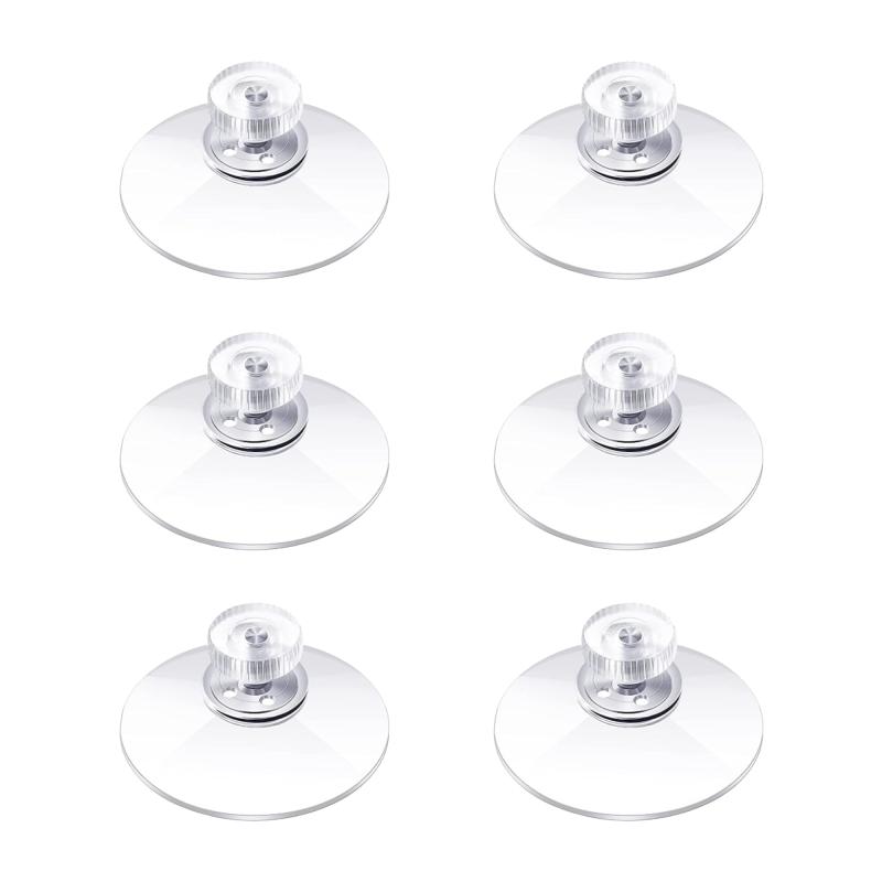 lifactlab. 吸盤 フックなし ネジ式 樹脂ナット ツマミつき 透明 (M4x8mm 直径40mm 6個入り)