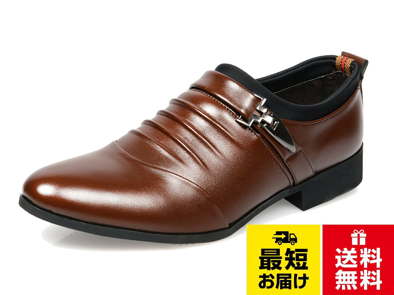👞 Design : ベルト風ストラップがアクセントになった、洗練されたデザインの革靴。シワ加工を施したアッパーが、上品さと程よいこなれ感を演出してくれます。無駄のないスマートなフォルムで、フォーマルにもカジュアルにも自然に溶け込む一足。足元から洗練された印象を与えたい方におすすめです。。👞 Comfort : 軽量設計＆足なじみの良い素材を採用し、長時間履いても疲れにくい快適な履き心地を実現。靴内部にはやわらかなインナー素材を使用し、足あたりが優しく、初めて履いた日から馴染む柔らかさです。出張や長時間の外出、立ち仕事でもストレスフリーな歩き心地を叶えます。。👞 Versatility : ビジネスシューズとして、毎日の通勤・通学はもちろん、就活、冠婚葬祭、結婚式、入学式、卒業式、パーティーなど幅広いフォーマルシーンに対応。さらにカジュアルコーデに合わせれば、オフスタイルにも使える万能革靴です。モードな装いからシンプルなスーツスタイルまで、シーズン問わず履き回せます。。👞 Appeal : 歩くたびに足元に自信を与えてくれる、こだわりの一足。高級感のある見た目ながら、気取らず毎日履ける使いやすさが魅力です。シャープでありながら、どこか柔らかさも感じさせるデザインは、大人の品格を格上げしてくれるはず。ワンランク上の自分に出会いたい方にぴったりです。。👞 Color & Size : カラーは定番のブラック、こなれ感たっぷりのブラウン、個性を引き立てるホワイトの3色展開。サイズは25.0cm、25.5cm、26.0cm、26.5cm、27.0cm、27.5cm、28.0cm、28.5cm、29.0cmをご用意しています。[La Fascination] [ファスナシオン] デキる男の靴は軽い ビジネス シューズ メンズ / ビジネス/カジュアル / 27.0 cm