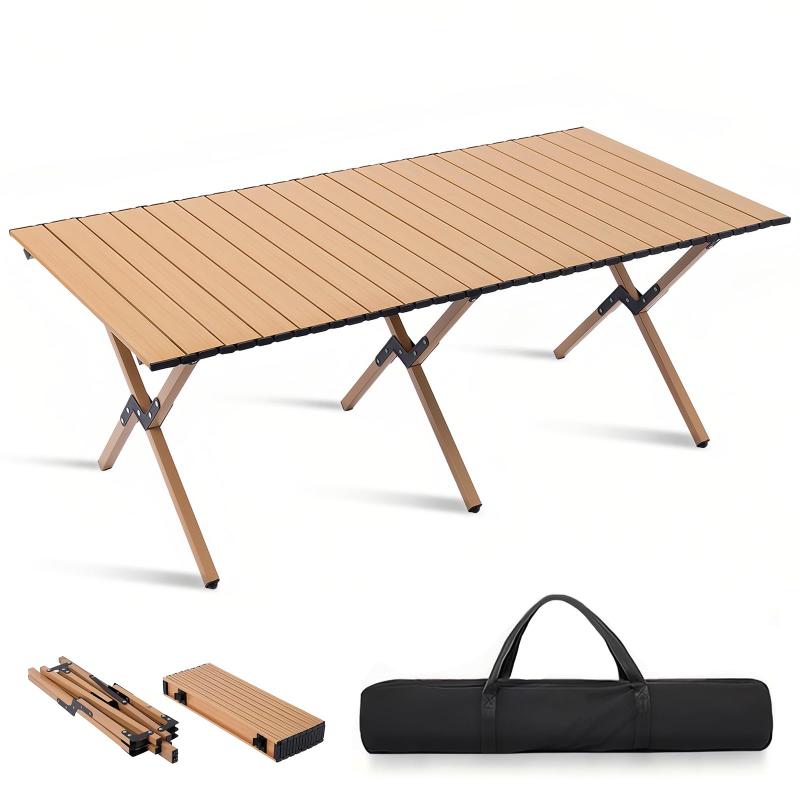 SKULDERA キャンプ テーブル アウトドアテーブ ル アルミテーブル 折りたたみ コンパクト収納 簡単組立 収納バッグ付 ローテーブル キャンプ アウトドア ウッド調 インテリア 超軽量 BBQ 運動