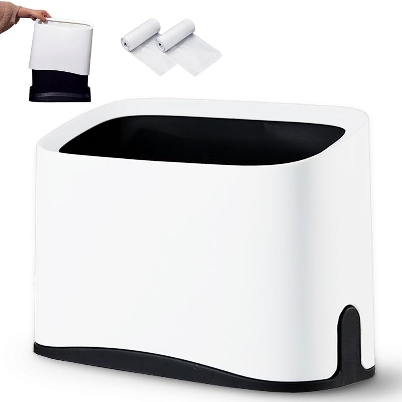 スタイリッシュでミニマルな小型専用ゴミ箱 1.5リットル 北欧ミニマリスト ゴミ袋が見えない 二重構造のフタなしゴミ箱 省スペースキッチン、リビング、トイレ、部屋、バスルーム用