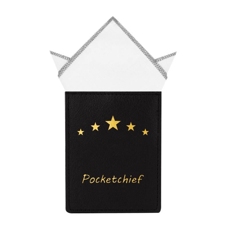 [Beirou] ポケットチーフ リネン 麻 100％ 縁取り ホワイト 無地 ハンカチ メンズ 紳士 おしゃれ プレゼント 結婚式 フォーマル ビジネス カジュアル 型崩れ 防止 【ホルダーと折り方ガイド 付