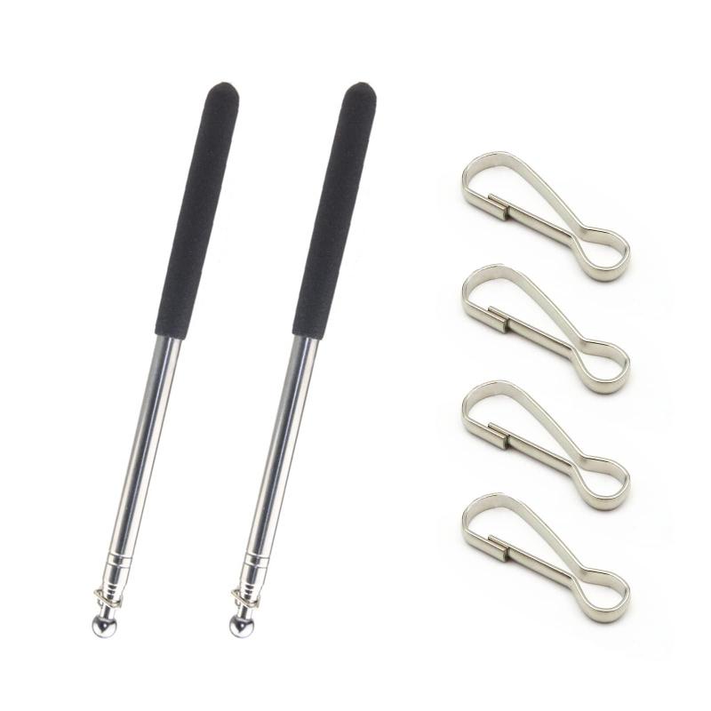 2個 セット 指示棒 伸縮ポール 伸縮棒 旗棒 旗竿 伸縮旗ポール 取付クリップ付き 屋外フラッグポール 手旗棒 教師の教育ポインターツアーガイド バナー用 軽量 携帯用伸縮ポール 手旗用伸