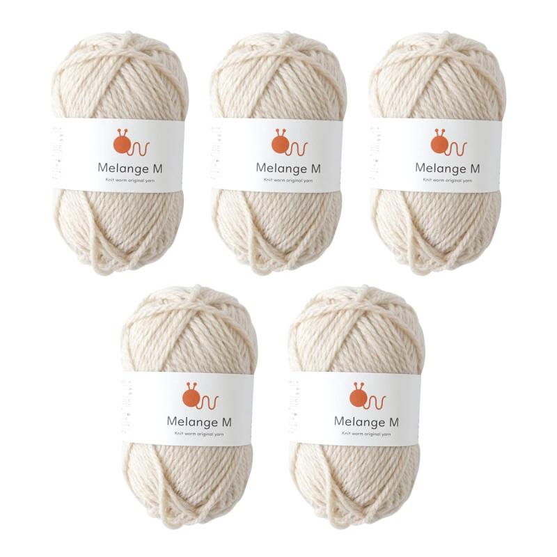 原ウール Knitworm 毛糸 5玉セット Melange M メランジ並太 並太 ウール60％ アクリル40％複数色の「わた」をブレンドして色に深みを出す、「トップ染め」という染め方をした糸です。単なる糸染めに比べてナチュラルな雰囲気に仕上がります。太さ：並太、形状：30g(60m)品質：ウール60%、アクリル40%使用針：ぼう針6~8号、かぎ針7/0号、標準ゲージ（棒）：17~18目・22~23段(メリヤス編み)原産国：中国