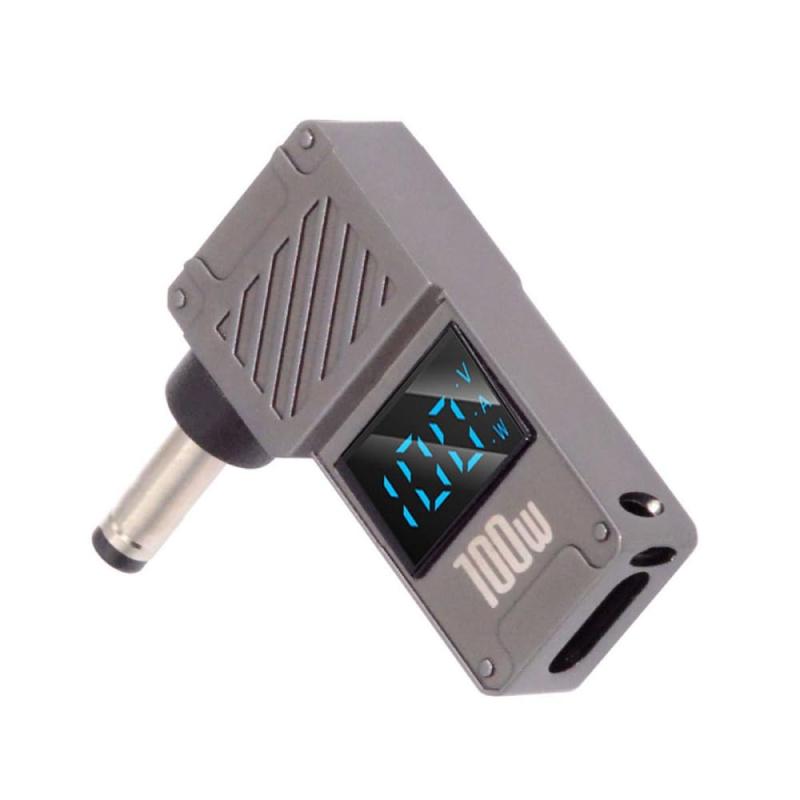 NFHK USB C - DC アダプター、USB C メス - DC 5.5x2.5mm バレル ジャック プラグ PD 100W ノートパソコン高速充電アダプター、ワット数表示付き