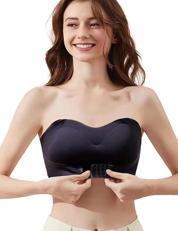 [Doscpe] チューブトップ ブラジャー ブラカップ付き ノンワイヤー シームレスブラ ストラップレスブラ 紐なしブラ 滑り止め加工 取りはずし自由 ずれ落ちない 脇高