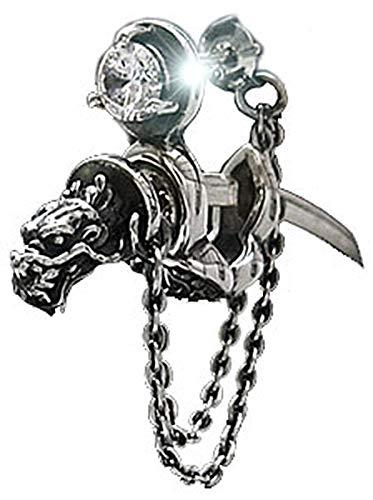 pi0379 [ブランド名：2PIECES] ピアス メンズ シルバー メンズピアス 龍 ドラゴン 青龍円月刀 三国志演義 関羽 片耳分1個売り