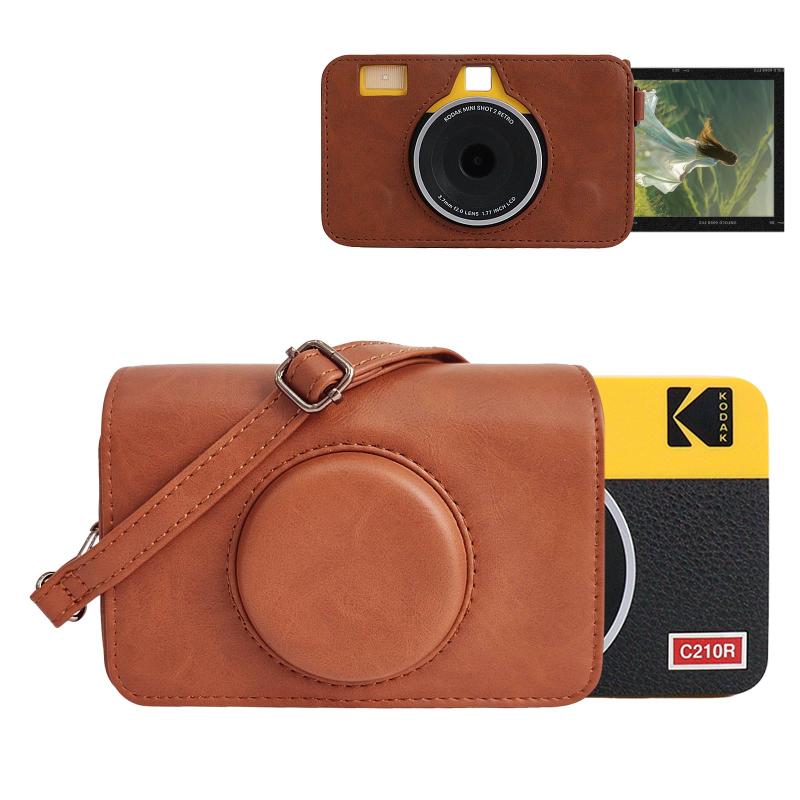Rakuten - Kodak Mini Shot 2 レトロケース MUZIRI KINOKOO 保護ケース Kodak C210R / Mini Shot 2 カメラ&フォトプリンター用 2イン1ケース ショルダーストラップ付き