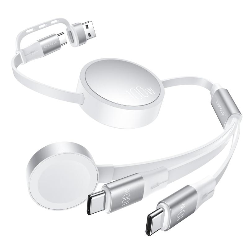 3in2 巻き取り充電ケーブル3in2 充電けーブルタイプc×2 3in2 磁気充電USB-C to USB-C けーブルPD対応1 00 W/5A QC4.0 高速充電 usb T-ype c （100W）（10W）アップルウォッチ（2.5W）