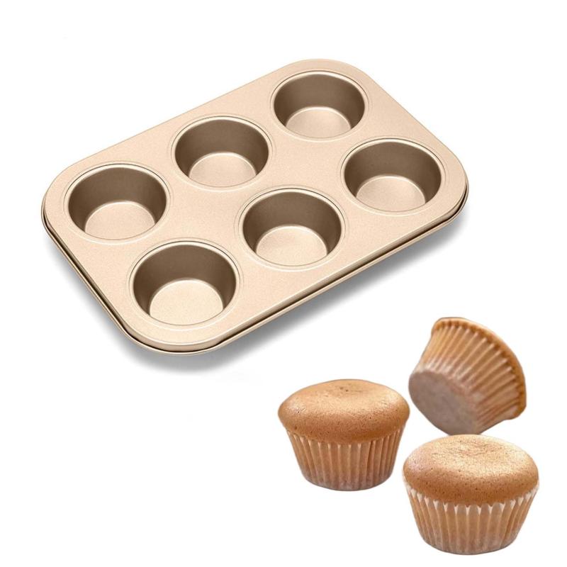 マフィン型 6個取り マフィンカップ 焼き型 カップケーキ型 オーブン型 くっつかない炭素鋼 オーブン対応 220°耐熱 お菓子型 製菓道具 [並行輸入品]