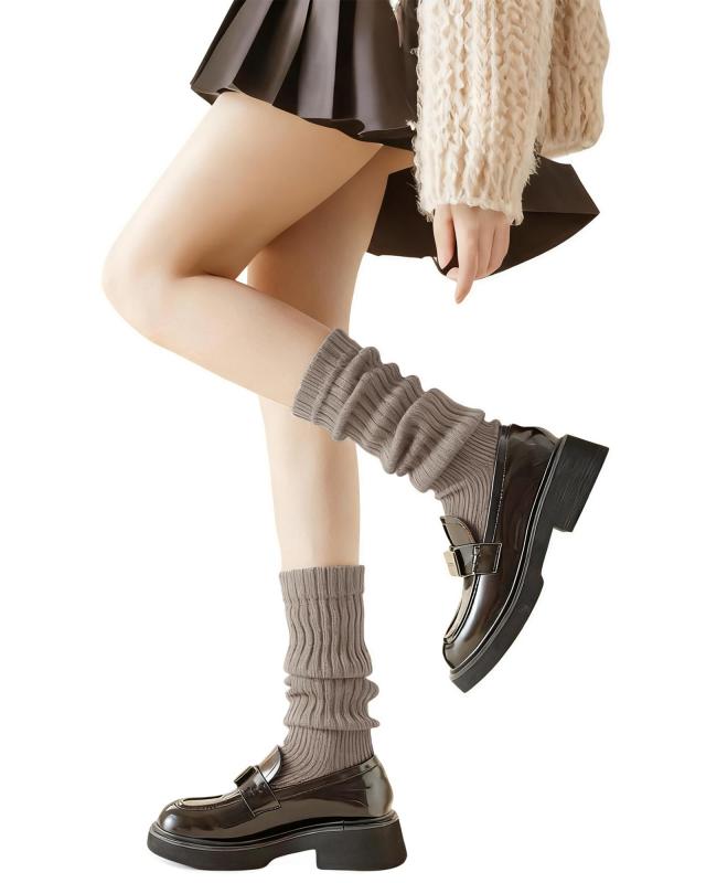 [Yogwoo] 防寒 Y2Kスタイル ニットレッグウォーマー 保温 ファッション 伸縮性 2WAY 防寒ソックスカバー 保温レッグウォーマー ソックス 靴下 抗菌防臭 通気性 快適な履き心地
