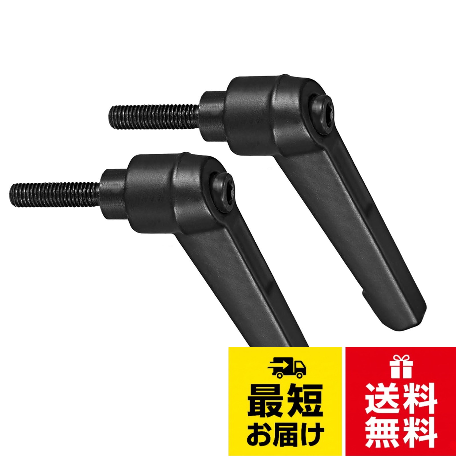 ★クランプレバーハンドルのサイズ --- おねじの直径、おねじの長さ、レバーの長さ、六角穴のサイズを備えたクランプレバーハンドル。。★幅広い用途---旋盤、ボール盤、鋸盤、フライス盤の固定具、機械や装置など、頻繁かつ素早い調整が必要な場合や狭い場所での作業が必要な用途に、調節可能なハンドルでしっかりとしたグ リップと素早い調整を提供します。。★使いやすさ --- ロックとクイックリリースレバー付きのボルトハンドル、調節可能なクランプ力、しっかりとしたグ リップ、滑りにくい。自由に角度を回転できます。プッシュボタンのラチェットレバーを持ち上げるだけで解放され、自由に回転して素早い調整が可能で、取り外しや取り付けが簡単です。。★アルミニウム合金と炭素鋼---軽量アルミニウム合金ハンドルは、優れた強度、耐食性、長寿命を提供します。レバーの表面はスプレー加工されており、錆や腐食を防ぐために滑らかで平らです。ネジ部のスタッドは黒く酸化処理されており、錆びを防ぎます。しっかりと固定された炭素鋼インサートハンドルは、より安定して剛性があります。。★役立つヒント---必ず正しいサイズを使用してください。クランプハンドルは常にしっかりと締めて、動かないようにしてください。ハンドルを締めすぎないでください。締めすぎると、相手コンポーネントのネジ山が損 傷したり剥がれたりする可能性があります。必要に応じてハンドルを交換してください。CoCud クランプレバーハンドル、おねじ、調節可能なクイックリリースロック回転ボルトノブ - (用途: 旋盤用)