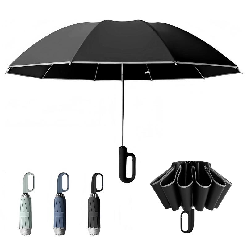 折りたたみ傘 ワンタッチ 自動開閉 【逆戻り防止安全設計】 折り畳み傘 メンズ 傘 逆折り式 大きいサイズ 超撥水 【高密度310T生地】 飛び出し防止 耐風 反射テープ 台風対応 丈夫 10本骨 強
