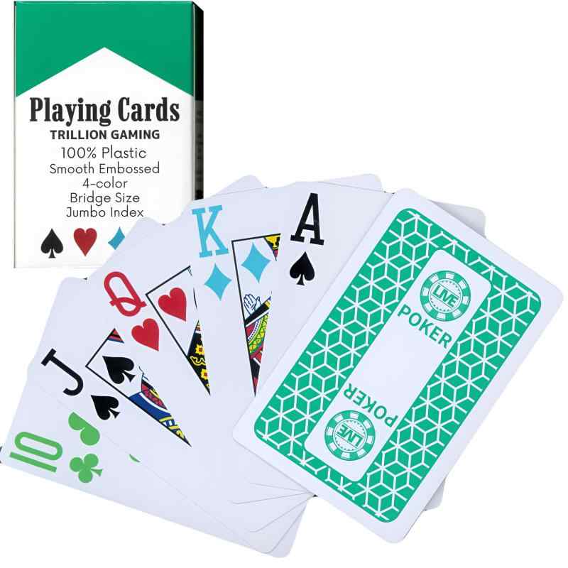 Rakuten - 「カジノ導入数全国NO.1」TRILLION GAMING Playing Card 4色トランプ ポーカーのハンド数アップギミック多数搭載 ジャンボインデックス ブリッジサイズ