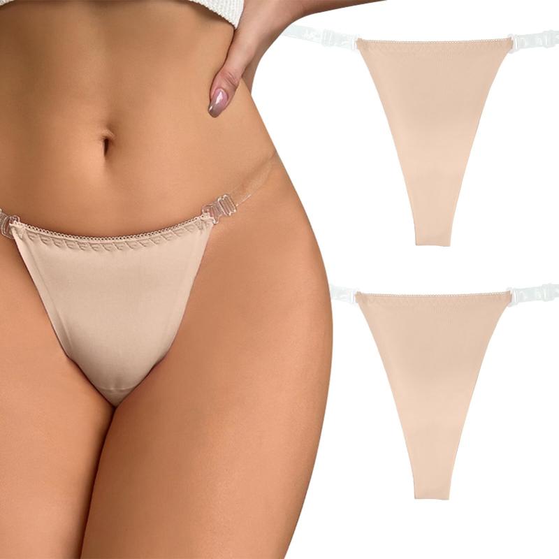 [Maeau] アンダーショーツ レディース 水着用インナー 透明ストラップ マイクロ tバック ショーツ タンガ 下着 ローライズ 調節可能 透け防止