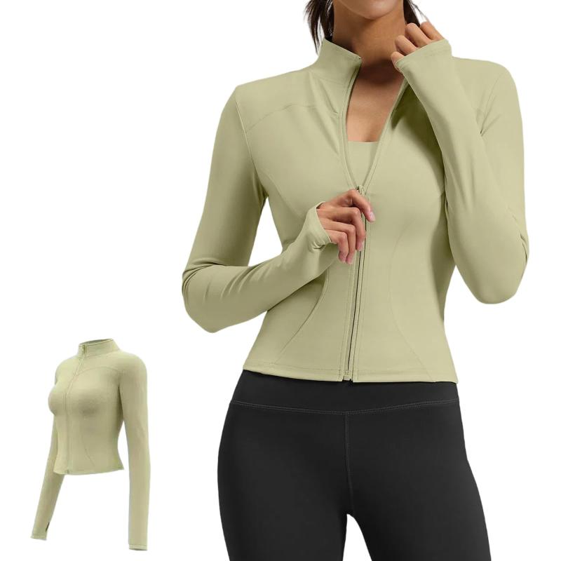 [Yodilala] ランニング ジャケット レディース フルジップ 長袖 軽量 スリムフィット スポーツウェア ヨガウェア 親指穴付き ピラティス トレーニング ジム アウトドア 秋 冬 春着用