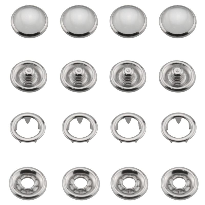 パールスナップボタン ZCZQC 30セット 10mm ホワイト/ブラック パールスナップボタン メタルリングスナップ ポッパー スタッド スナップ ファスナーキット パールスナップファスナー