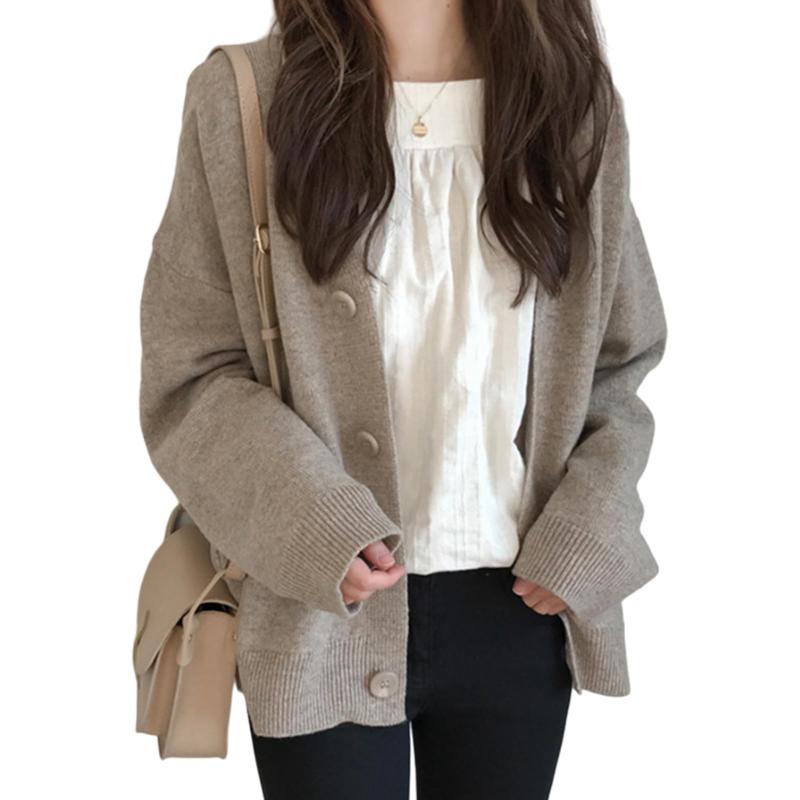 [Moerstar] カーディガン ニット レディース セーター スクールカーディガン カーディガン レディース ニット セーター トップス 体型カバー 4色 ゆったり 暖かい 前開き 高伸縮 小顔 冷房対策