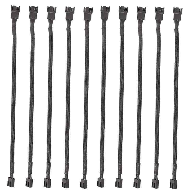 KILIGEN 10個ファン 電源 ケーブル ファン延長ケーブル 4ピン 延長 PWM 延長ケーブル 4ピン と 3ピン ファン 用 冷却ファン コンピューター用(約27cm, 黒)