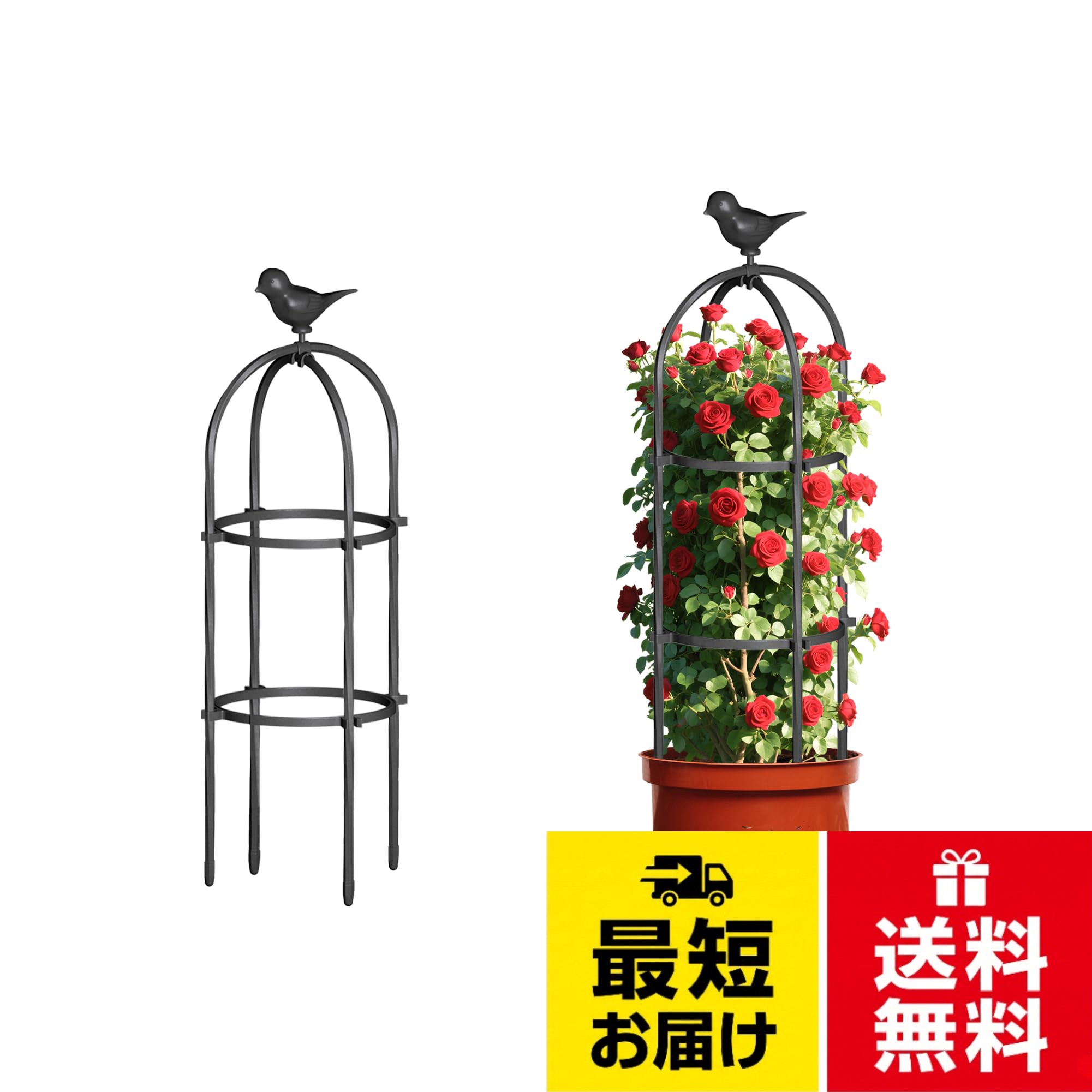 Caroeas バラ用オベリスク トレリス 金属製 植物サポート 誘引 ガーデニング用支柱 オベリスクガーデン 庭 屋外 栽培 家庭菜園 組立簡単
