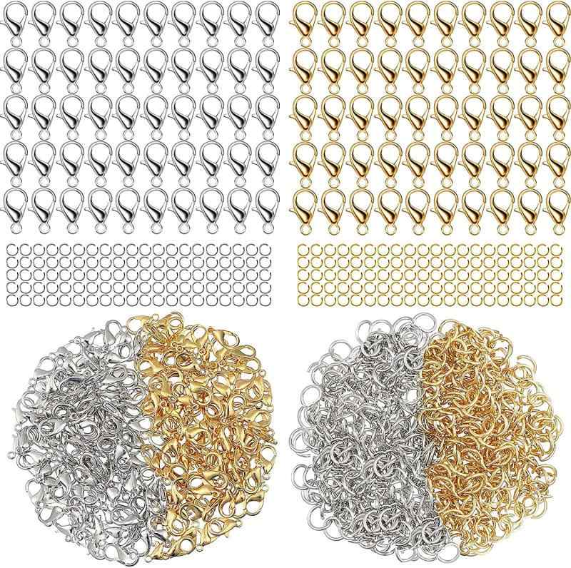 カニカン 12mm 約100個 丸カン 5mm 約200個入 セット メガネチェーン マスクチェーン グラスチェーン ネックレス ブレスレット アンクレット 金具 留め具 アクセサリー ストラップ パーツ ハン