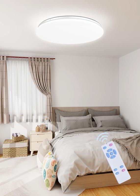 C-J-W LEDシーリングライト 薄型 リモコン付 無段階連続調光 昼光色 豆球常夜灯モード メモリ機能 30分/60分スリープタイマー 省エネ 天井照明器具 和室 洋室 部屋 玄関 寝室 日本語説明書 PSE認