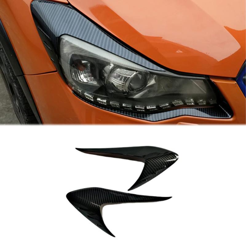 HyoLebi スバル XV GP系 2012.10～2017.04に適合カーボン柄 上＆下ヘッドライトアイライン装飾パーツ傷..
