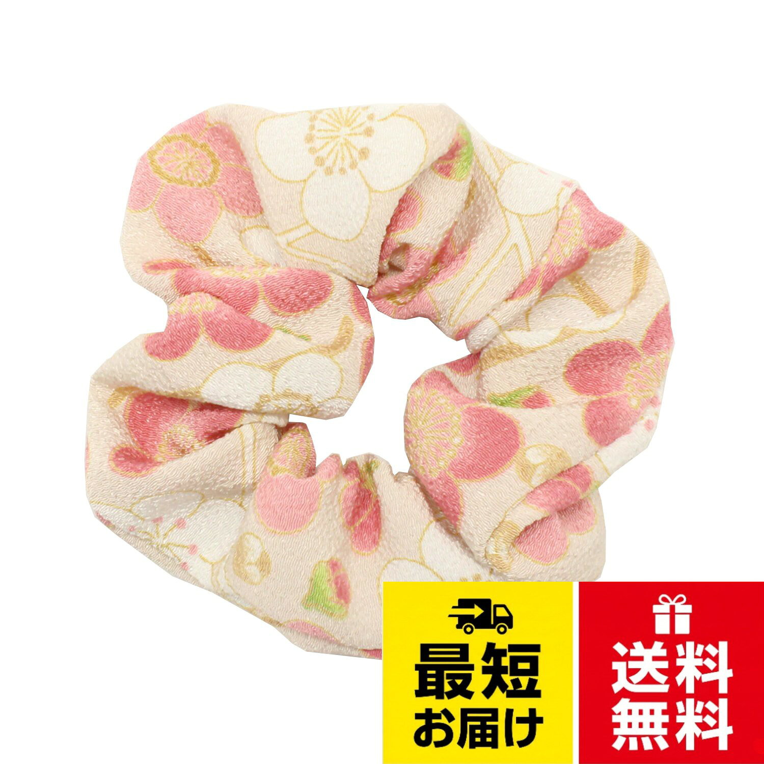 サイズ：約9cm（外径）。素材：ポリエステル100%（二越ちりめん）。生産国：日本（企画・生地）　 製造：京都小紋工房。生地によって柄の取り方が異なりますことご了承くださいませ。。本商品は製造時期によって、仕様が異なる場合がございます。（金具や裏地の色違い・タグが付いていない等）小紋工房 シュシュ 小 髪飾り ヘアゴム 二越ちりめん 京都 和KOMONO 江戸小紋 1002