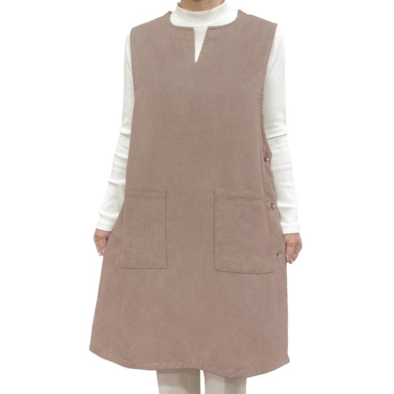 [SINCE1953 TRENDY] ジレ レディース 秋 ロングベスト レイヤード おしゃれ かわいい シワになりにくい 速乾 かぶるだけ 大容量ポケット 人気 キッチン エプロン M-L 学校行事 料理用 保育士 71892