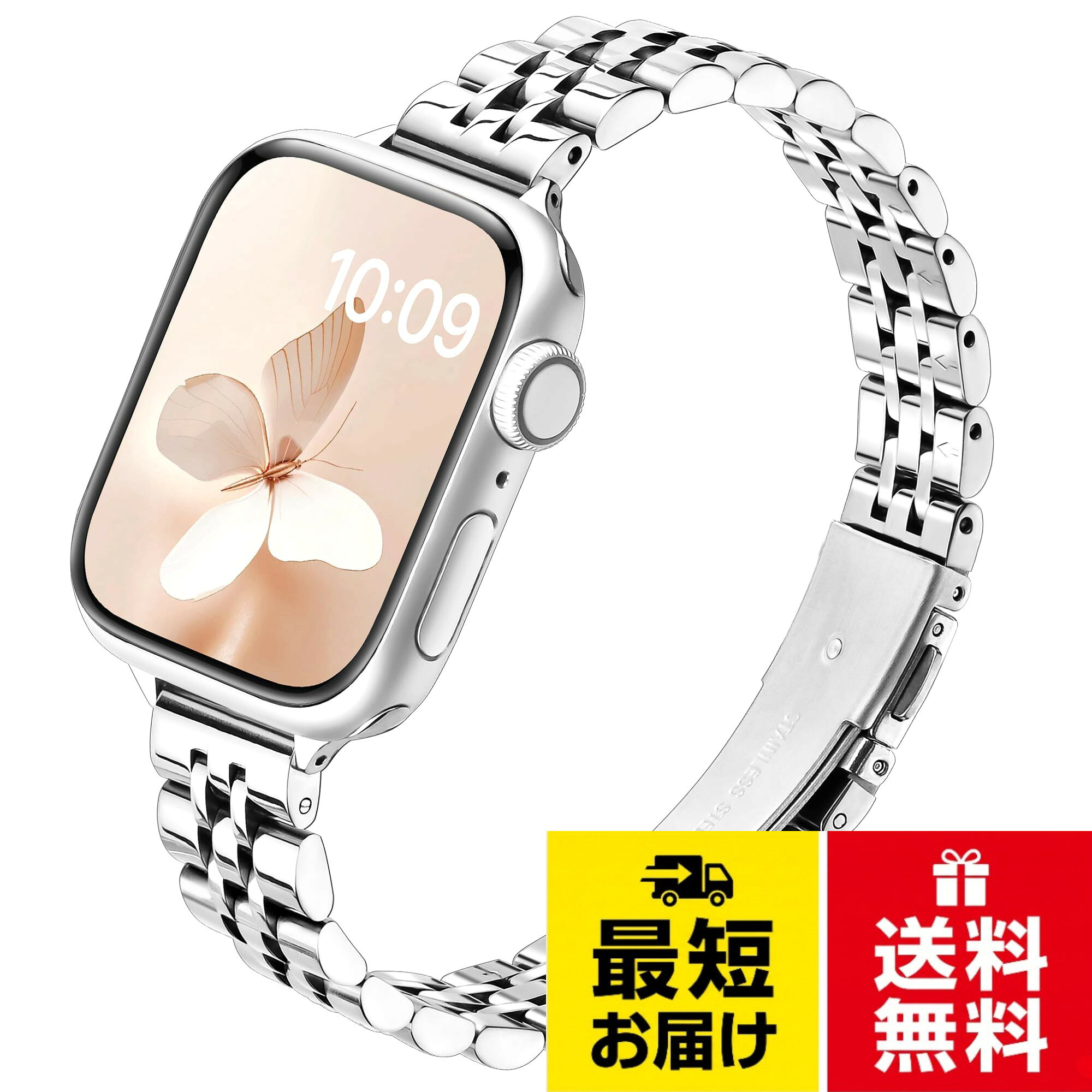 [SIBOYL] 極薄バンド い対応アップルウォッチ 41mm 40mm 38mm 42mm (Series12 10) 46mm 45mm 44mm 49mm 42mm (Series 3 2 1)、かわいいおしゃれ、コンパチブルApple Watch バンド ステンレス、対応プルアップルウォッチベルト、対応Apple Watch 12 10 Se 9 8 7 6 5 4 3 Ultra