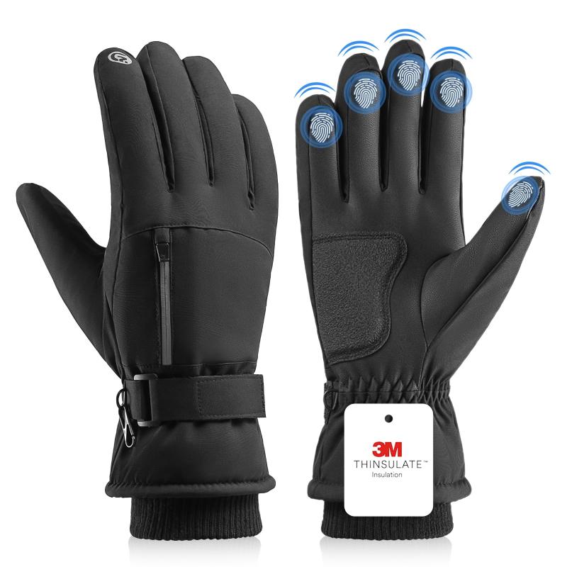 AMOVO スキーグローブ アウトドア防風防寒手袋 3M 全指タッチスクリーン 通気性 スノーボード 防寒グローブ スノーボードグローブメンズ 冬用シンサレート アウトドアスポーツ用グローブ 保