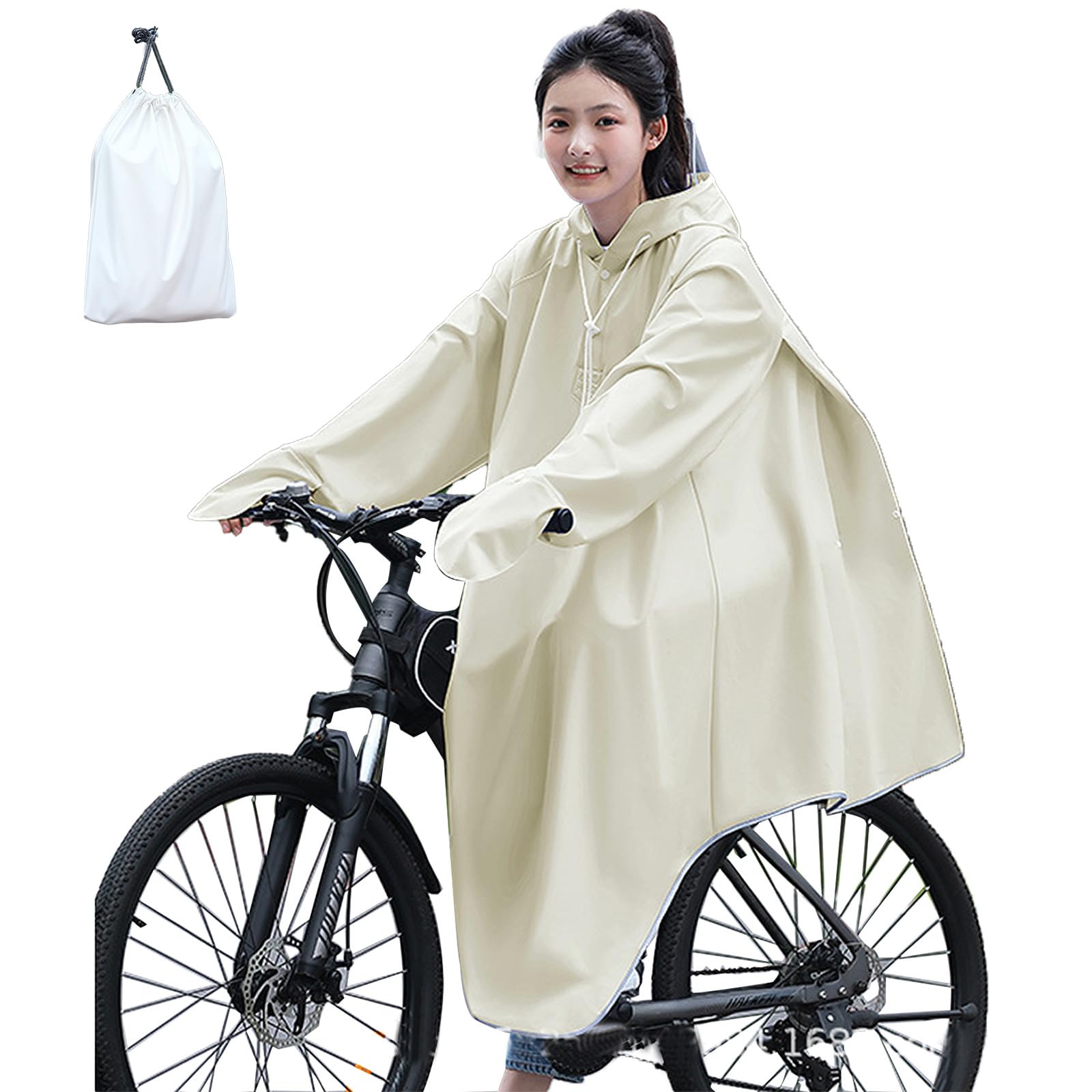 HRテクノロジーズ楽天市場店の【送料無料】[IOZO] レインコート カッパ 自転車 リュック対応 メンズ レディース 雨具 レインポンチョ 蒸れない ロング丈 足が濡れない 反射テープ 豪雨 梅雨対策 収納袋付き 防水 防風 レイ｜アングル2
