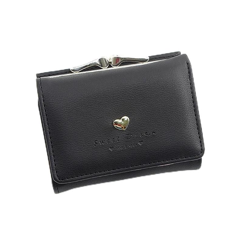 Rakuten - [HEJINYUN] レディースミニ財布 女の子 三つ折り短財布 札入れ 可愛い 小学生 プレゼント(黒)