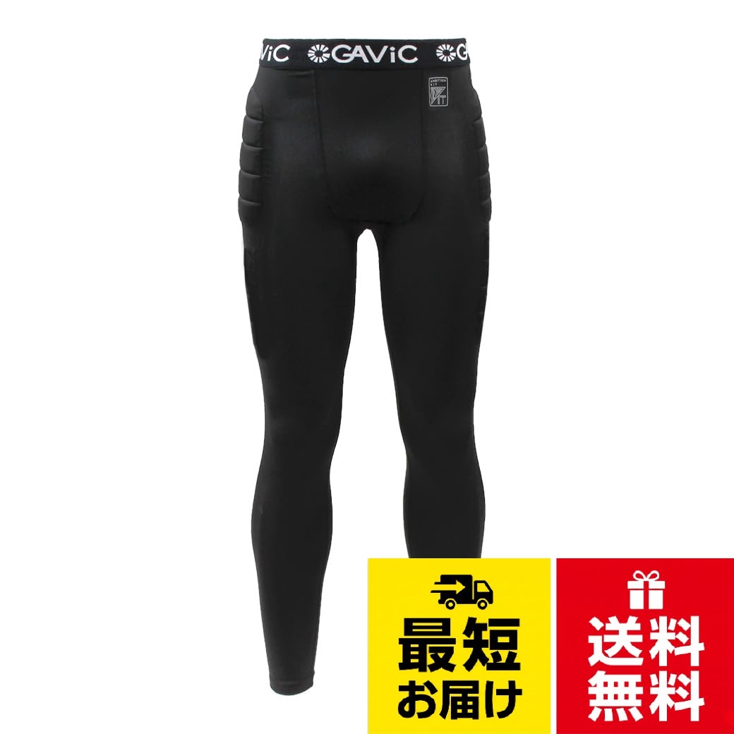 GAVIC（ガビック）のサッカー/フットサルウェア！。脇にパットが付いたGK用インナーパンツ!。・吸汗速乾機能素材。・リフレクタープリント。・抗菌防臭[ガビック] ロンパース パット付きインナーロングパンツGK メンズ ブラック